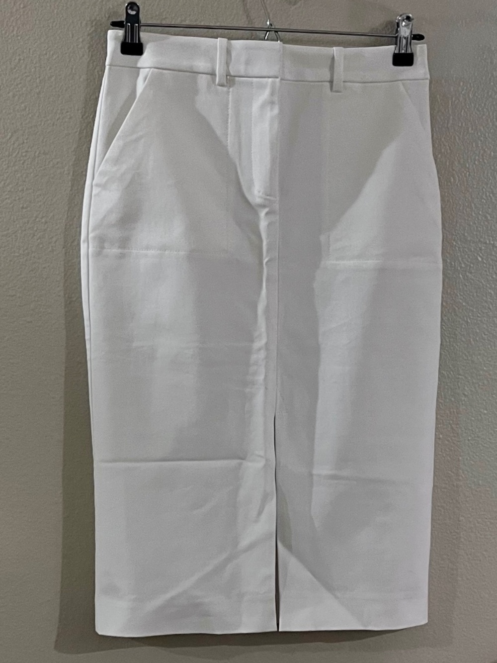 BEBE Pencil Skirt with Front Slit with Pockets White Size 8